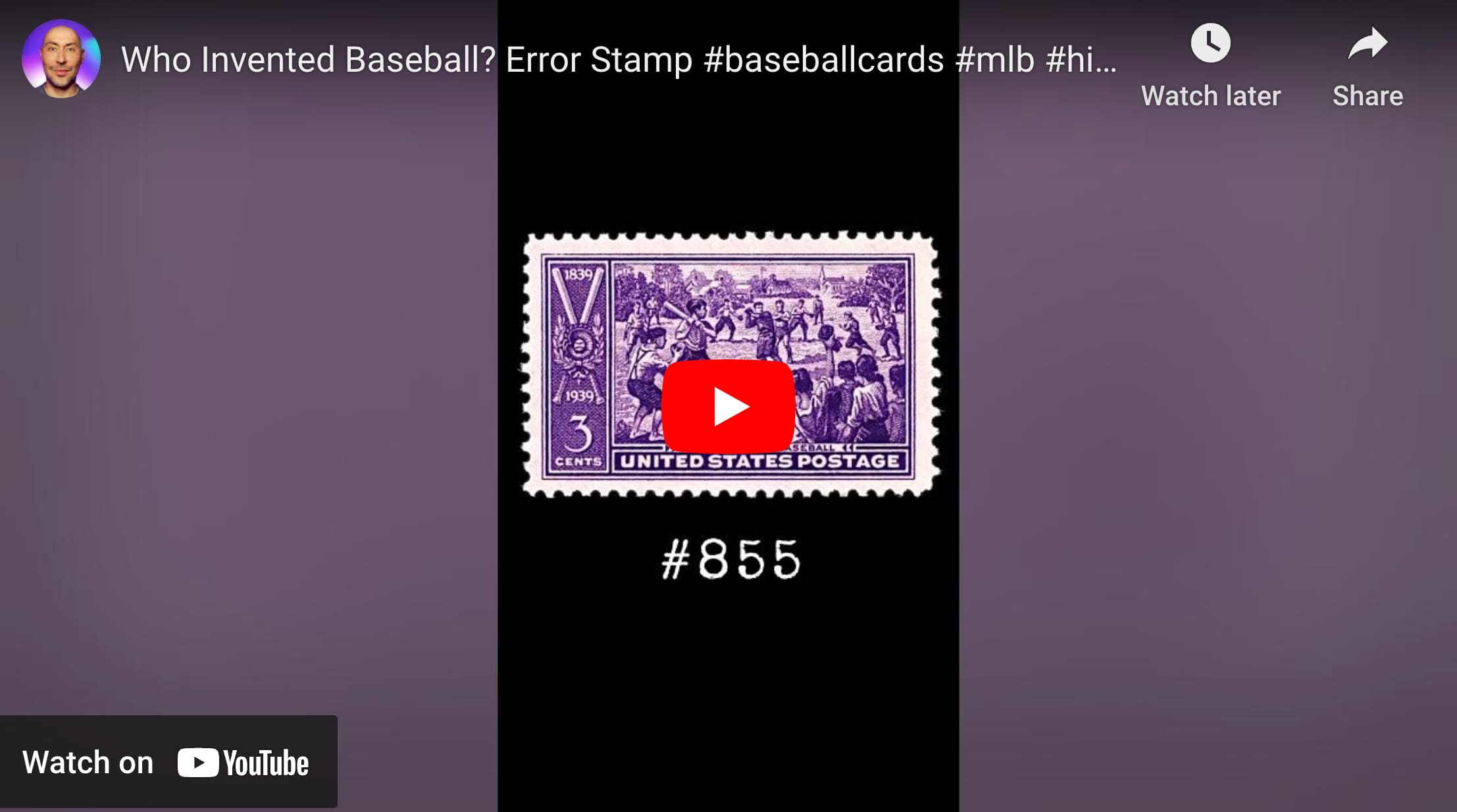 Who Invented Baseball? Error Stamp (Scott #855)