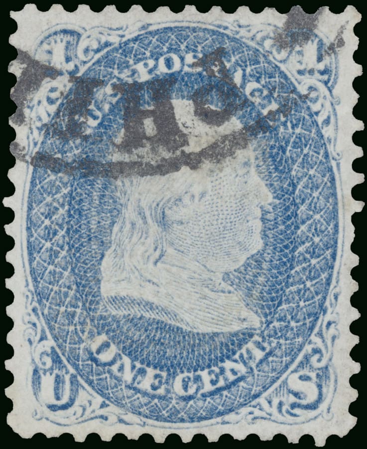 The 1868 1 cent Franklin Z grill, Scott 85A