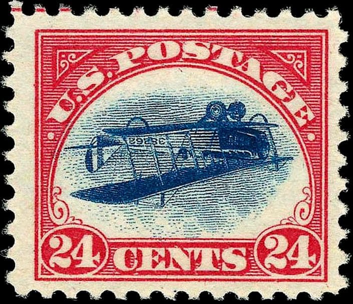 The 1918 24 cent Inverted Jenny airmail stamp